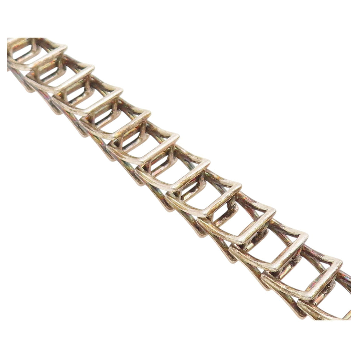 925 Sterling Silver Vintage Bracelet Classic Open Geometric Square Link  BT12197