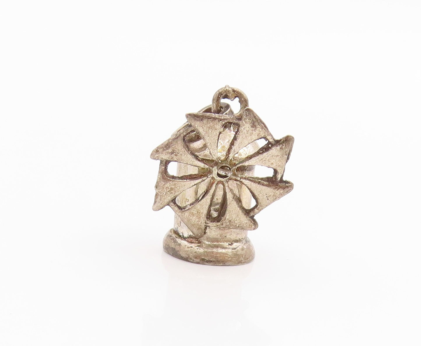 925 Sterling Silver Vintage Pendant Gothic Windmill Spinner Charm Spins  PT26207