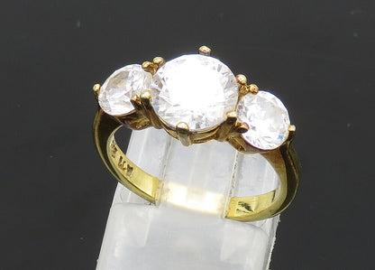 925 Silver  Vintage Cubic Zirconia Gold Plated Shiny Band Ring Sz 6  RG20741
