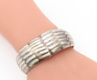 MEXICO 925 Sterling Silver  Vintage Dark Tone Rustic Cuff Bracelet  BT2663