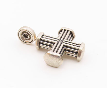 ESPO SIG 925 Sterling Silver  Vintage Ribbed Religious Cross Pendant  PT20115