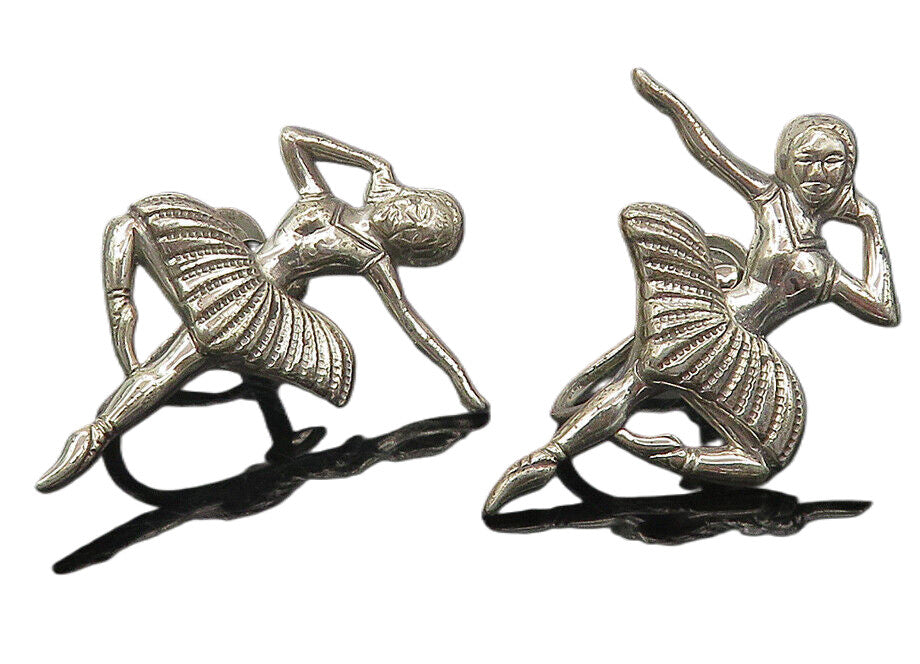 BEAU 925 Sterling Silver  Vintage Ballet Dancer Non Pierce Earrings  EG6181