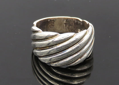 925 Sterling Silver  Vintage Shiny Slanted Fluted Band Ring Sz 5  RG21282