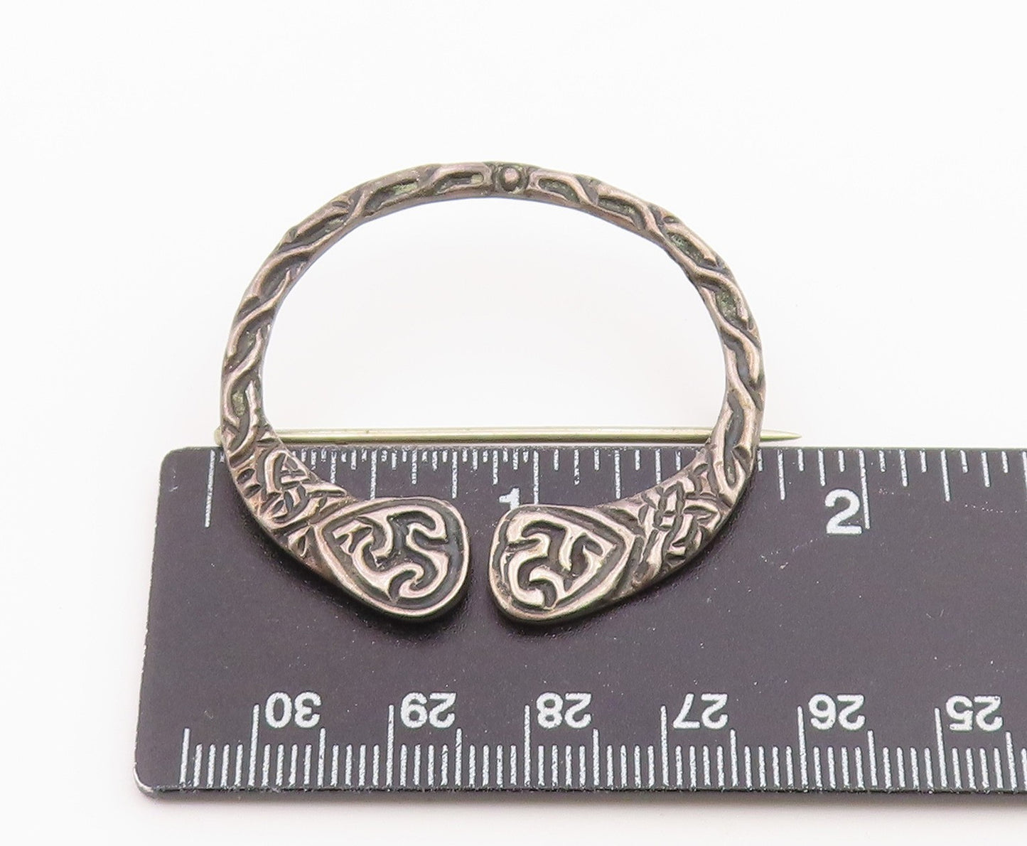 925 Sterling Silver Vintage Brooch IRELAND Celtic Weave Penannular Pin  BP12602