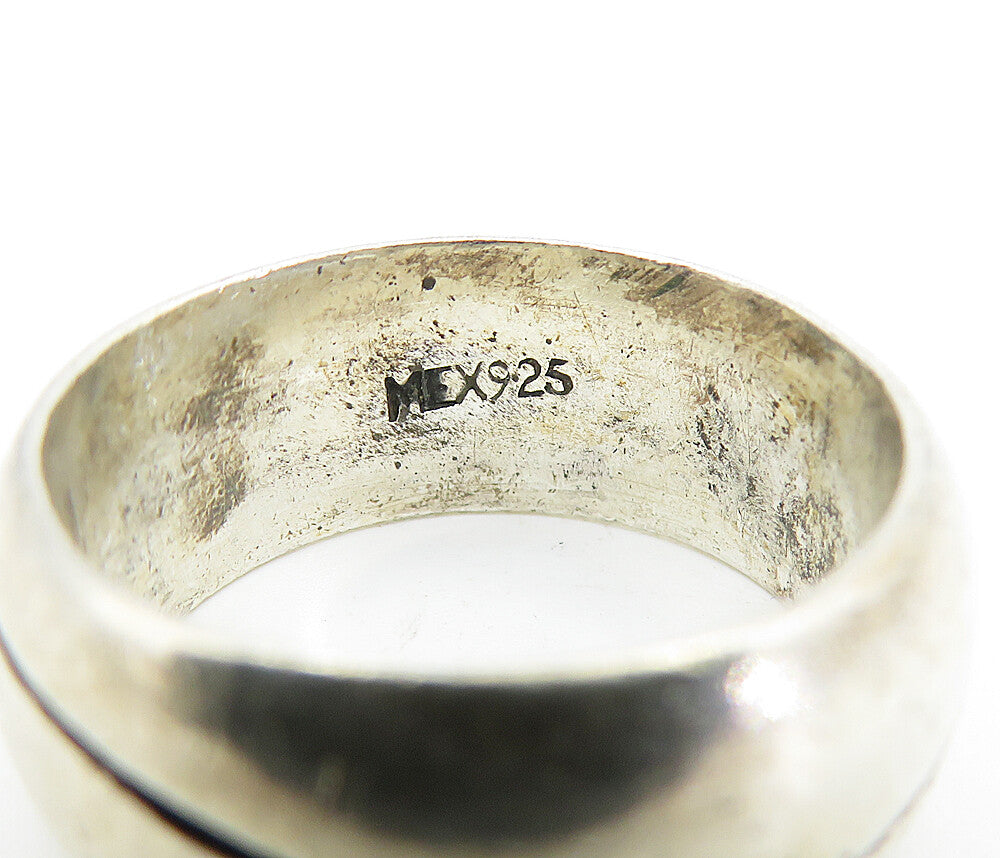 MEXICO 925 Sterling Silver  Vintage Etched Wavy Detail Band Ring Sz 8  RG6641