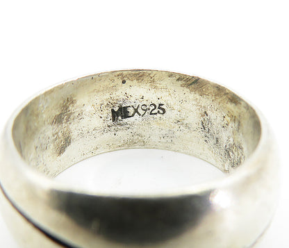 MEXICO 925 Sterling Silver  Vintage Etched Wavy Detail Band Ring Sz 8  RG6641