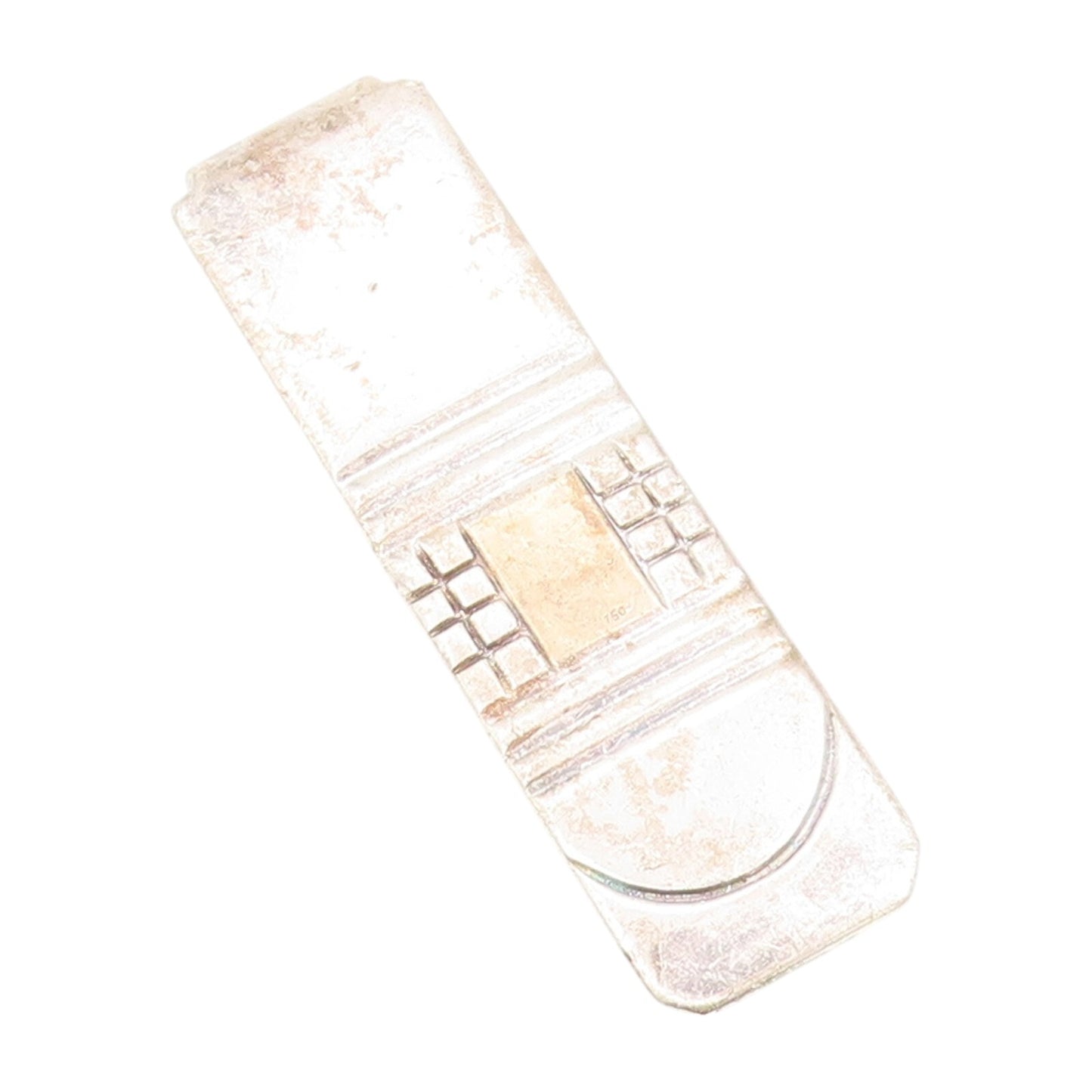 925 Sterling Silver Vintage Money Clip Solid Designer Brick Wall Carved  TR3874