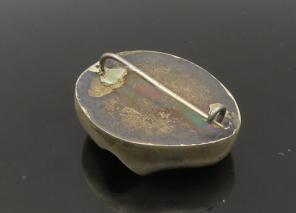 925 Sterling Silver Vintage Modernist Sculpted Matte Brooch Pin BP8859