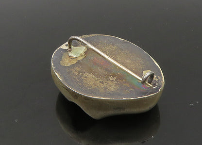 925 Sterling Silver Vintage Modernist Sculpted Matte Brooch Pin BP8859