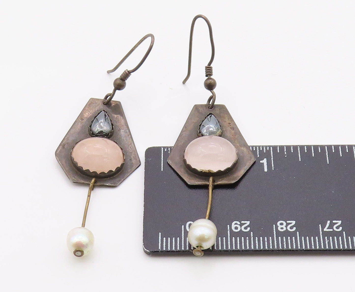 925 Sterling Silver Vintage Earrings TRICIA'S Multi Gemstone Dangles  EG14387