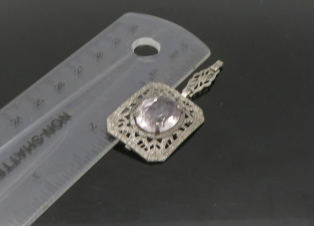 925 Sterling Silver  Vintage Antique Topaz Floral Vine Detail Pendant  PT18837