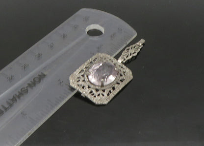 925 Sterling Silver  Vintage Antique Topaz Floral Vine Detail Pendant  PT18837