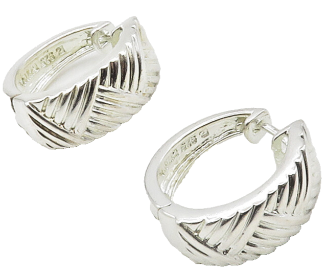 ROSS SIMON 925 Sterling Silver  Shiny Woven Pattern Hoop Earrings  EG8505