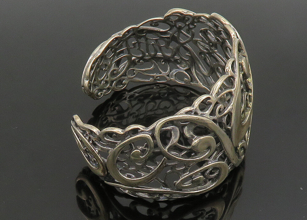 CAROLYN POLLACK 925  Silver  Vintage Shiny Swirl Vine Cuff Bracelet  BT9158