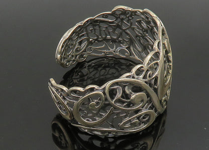 CAROLYN POLLACK 925  Silver  Vintage Shiny Swirl Vine Cuff Bracelet  BT9158
