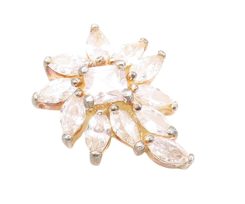 925 Sterling Silver Vintage Pendant Designer Marquise Cut CZ Flower  PT23599