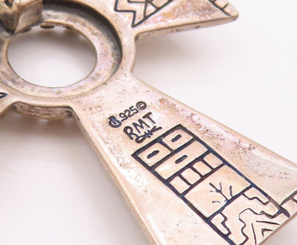 CAROLYN POLLACK 925 Silver  Vintage Etched Detail Cross Motif Pendant  PT20127