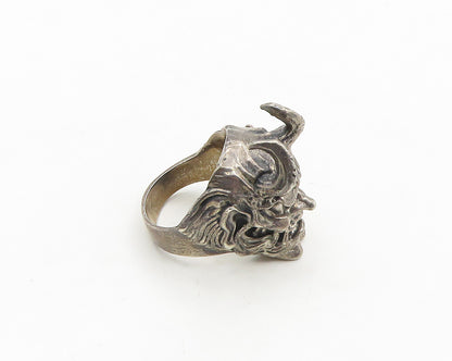 925 Sterling Silver  Vintage Heavy Devil Masonic Biker Ring Sz 13  RG18928
