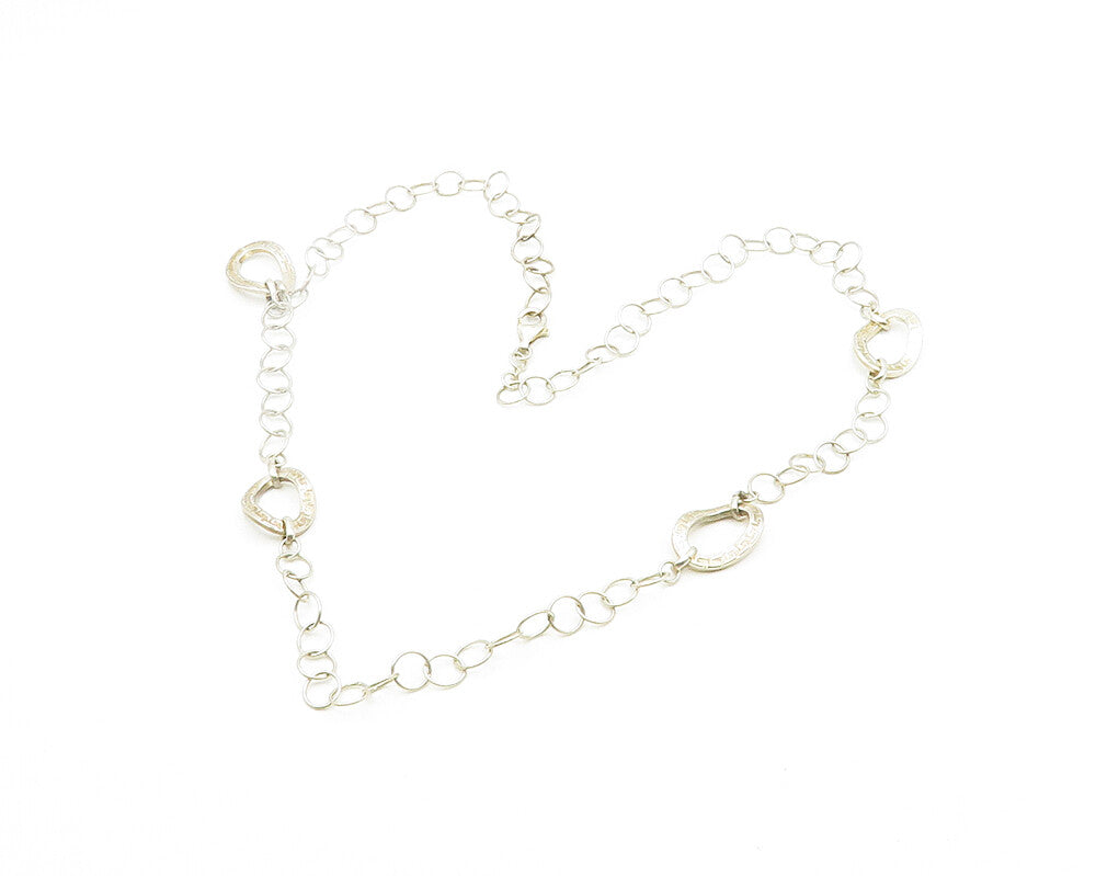 925 Sterling Silver  Vintage Greek Key Circle Link Chain Necklace  NE3088