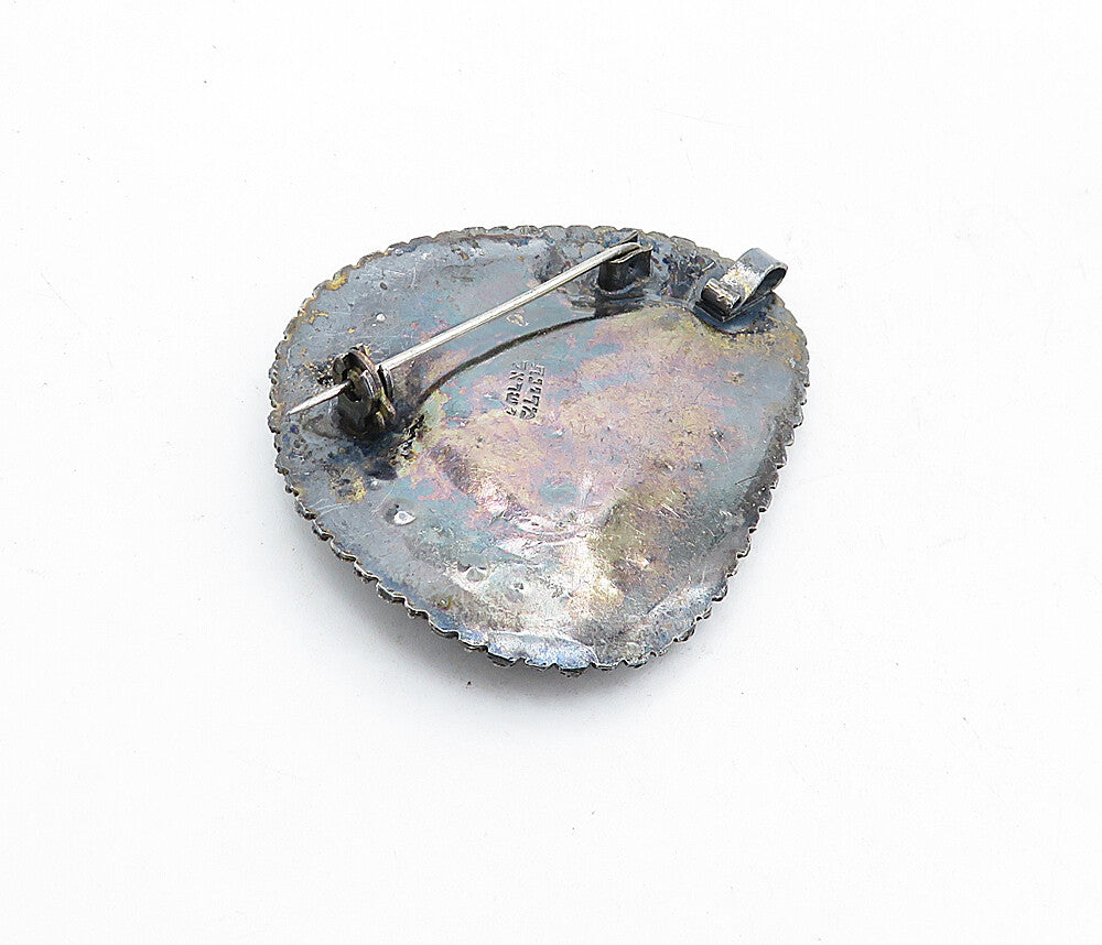 ISRAEL 925 Sterling Silver  Vintage Pearls & Eilat Stone Brooch Pin  BP2050