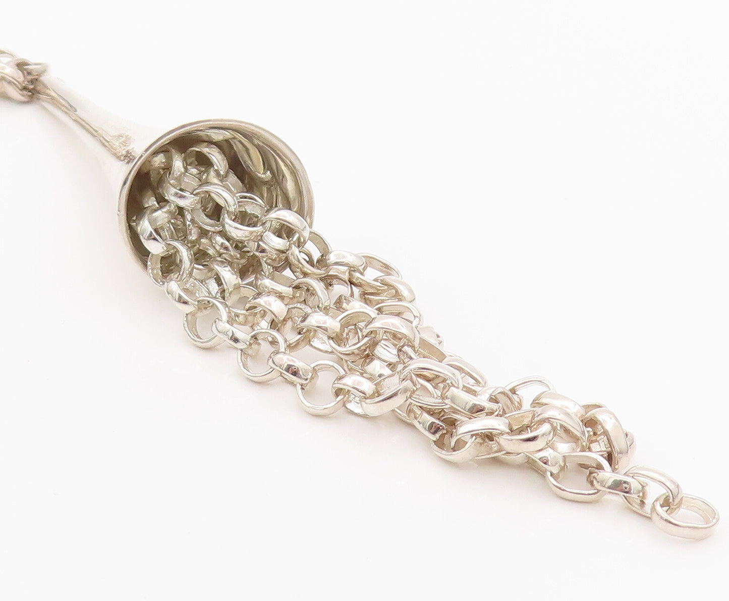 RLM STUDIO 925 Sterling Silver  Vintage Ring Chain Tassel Necklace  NE4183