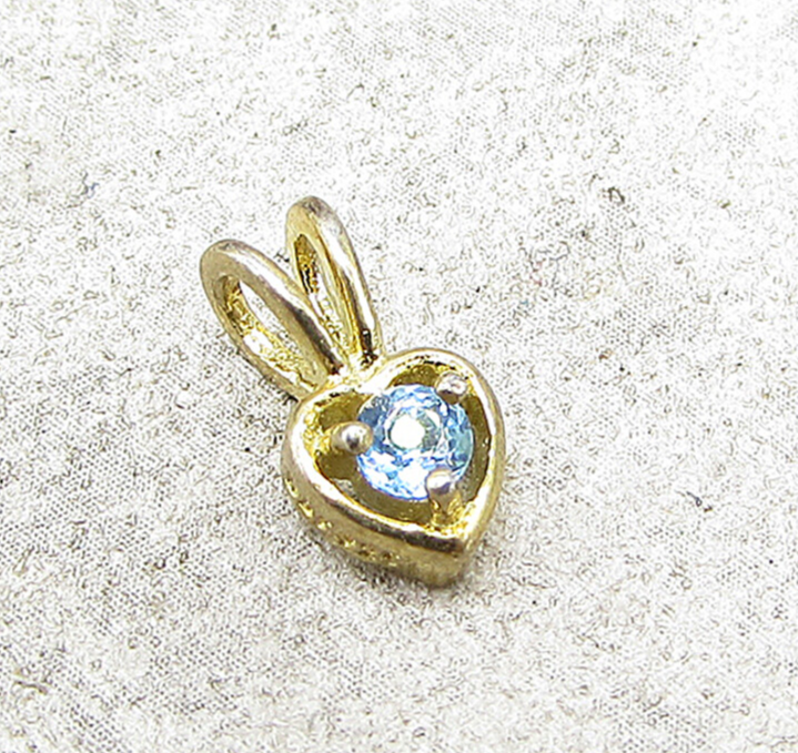 Gold Over 925 Sterling Silver Blue Topaz Love Heart Slider Pendant PT1170