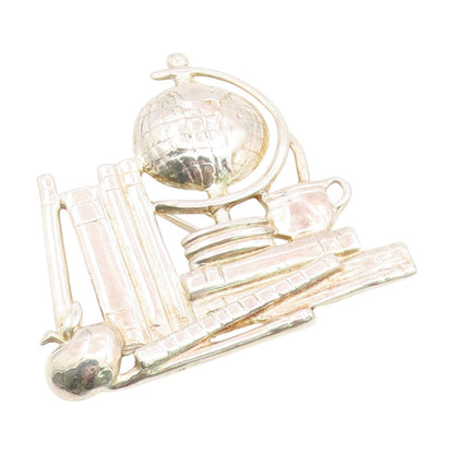 925 Sterling Silver Vintage Brooch Pin Modernist Teacher School Supplies BP12380