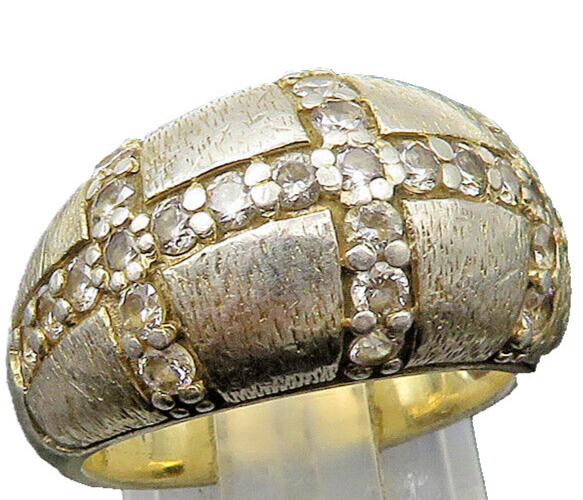 925 Sterling Silver  Vintage Cubic Zirconia Crosses Band Ring Sz 6  RG22736