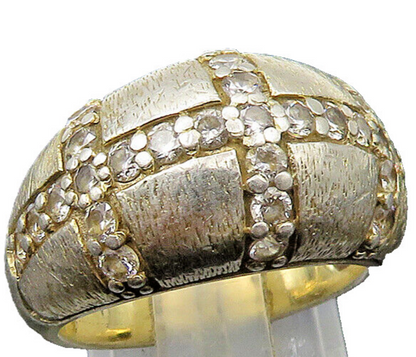 925 Sterling Silver  Vintage Cubic Zirconia Crosses Band Ring Sz 6  RG22736