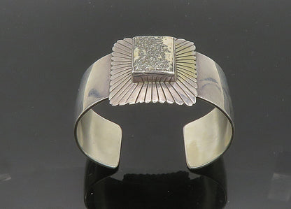 BAL NAVAJO 925 Silver  Vintage Metallic White Stone Cuff Bracelet  BT8204