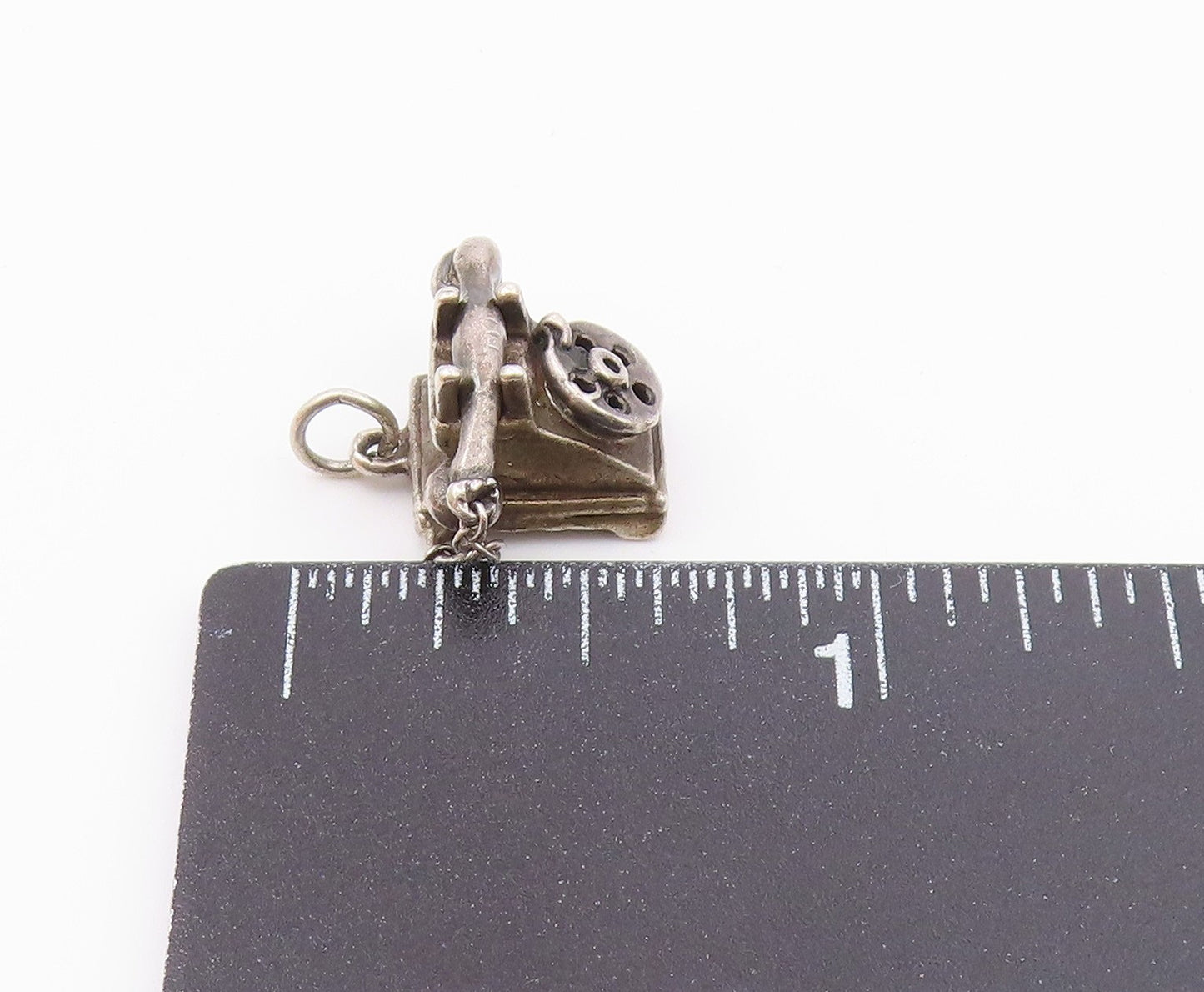 925 Sterling Silver  Vintage Old Fashioned Telephone Pendant  PT19429