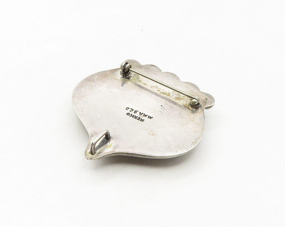 MMA 925 Sterling Silver  Vintage Abalone Shell Pointed Brooch Pin  BP6765