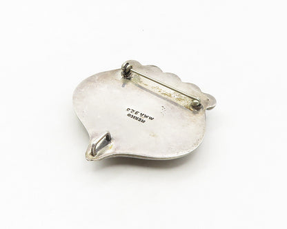 MMA 925 Sterling Silver  Vintage Abalone Shell Pointed Brooch Pin  BP6765