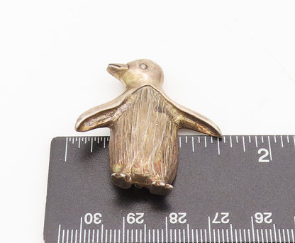 BREAKELL 925 Silver  Vintage Solid Carved Walking Penguin Brooch Pin  BP10386