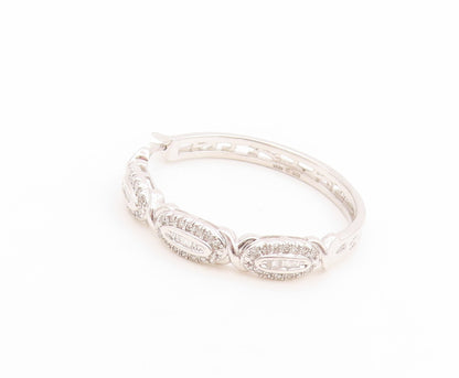 925 Sterling Silver Vintage Earrings Real 1/2ct Diamonds Elegant Hoops  EG14019