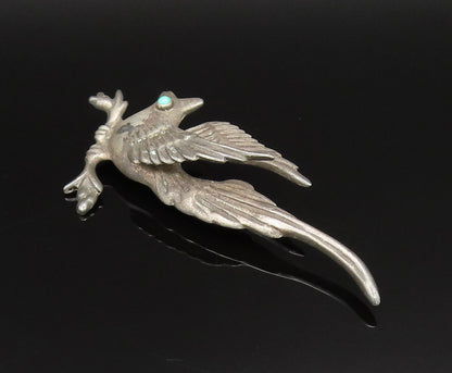 MEXICO 925 Silver  Vintage Antique Bird With Turquoise Eye Brooch Pin  BP9816