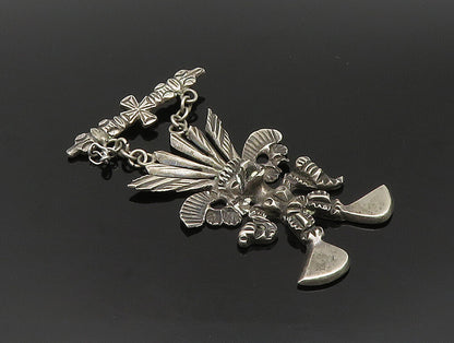 925 Sterling Silver  Vintage Sculpted Tribal Warrior Dangle Pendant  PT20229