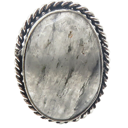 925 Sterling Silver  Rutilated Quartz Twist Shiny Cocktail Ring Sz 8  RG10255