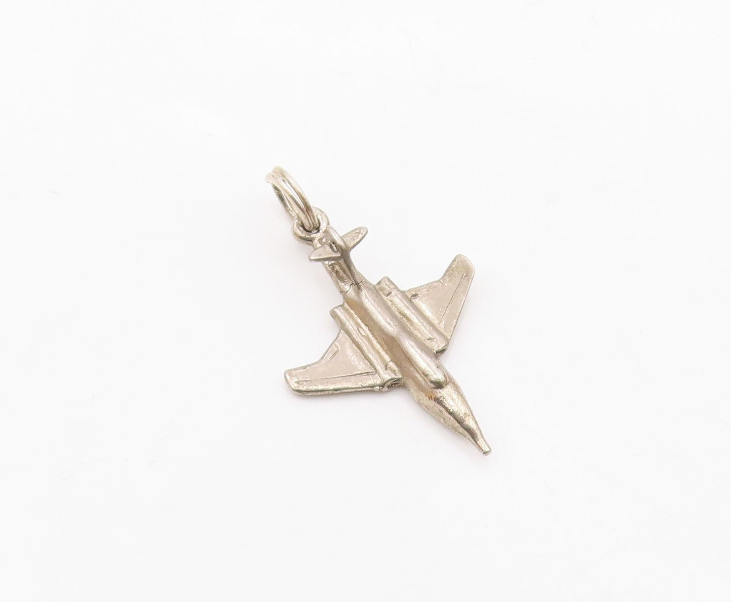 925 Sterling Silver  Vintage Petite Jet Plane Shiny Pendant  PT16980