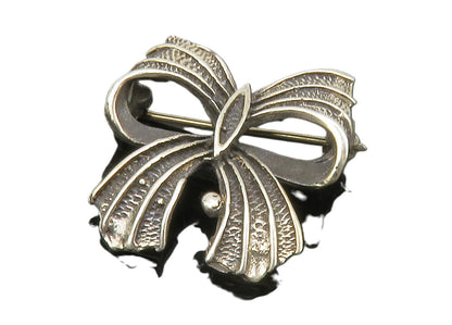 MEXICO 925 Sterling Silver  Vintage Bow Tied Ribbon Motif Brooch Pin  BP5282