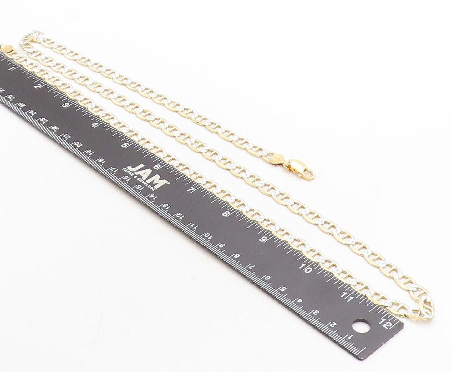 925 Sterling Silver  Diamond Cut Two Tone Anchor Link Chain Necklace  NE1661