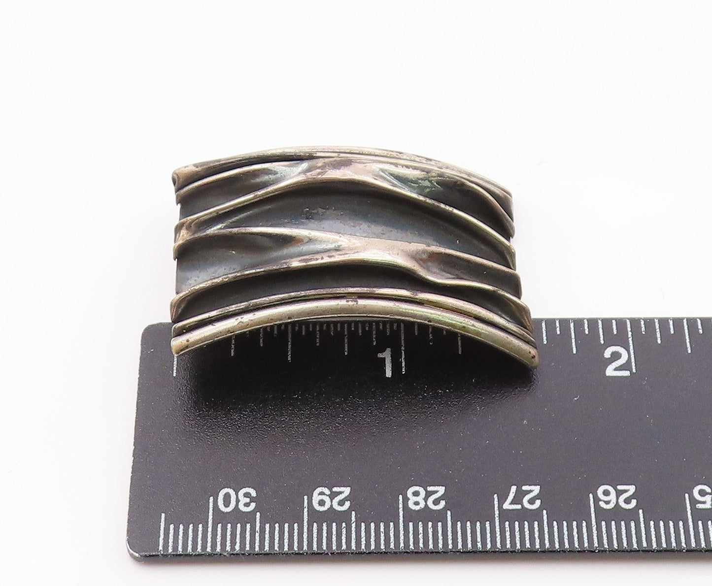 925 Sterling Silver  Vintage Fluted Modernist Curved Pendant  PT20284