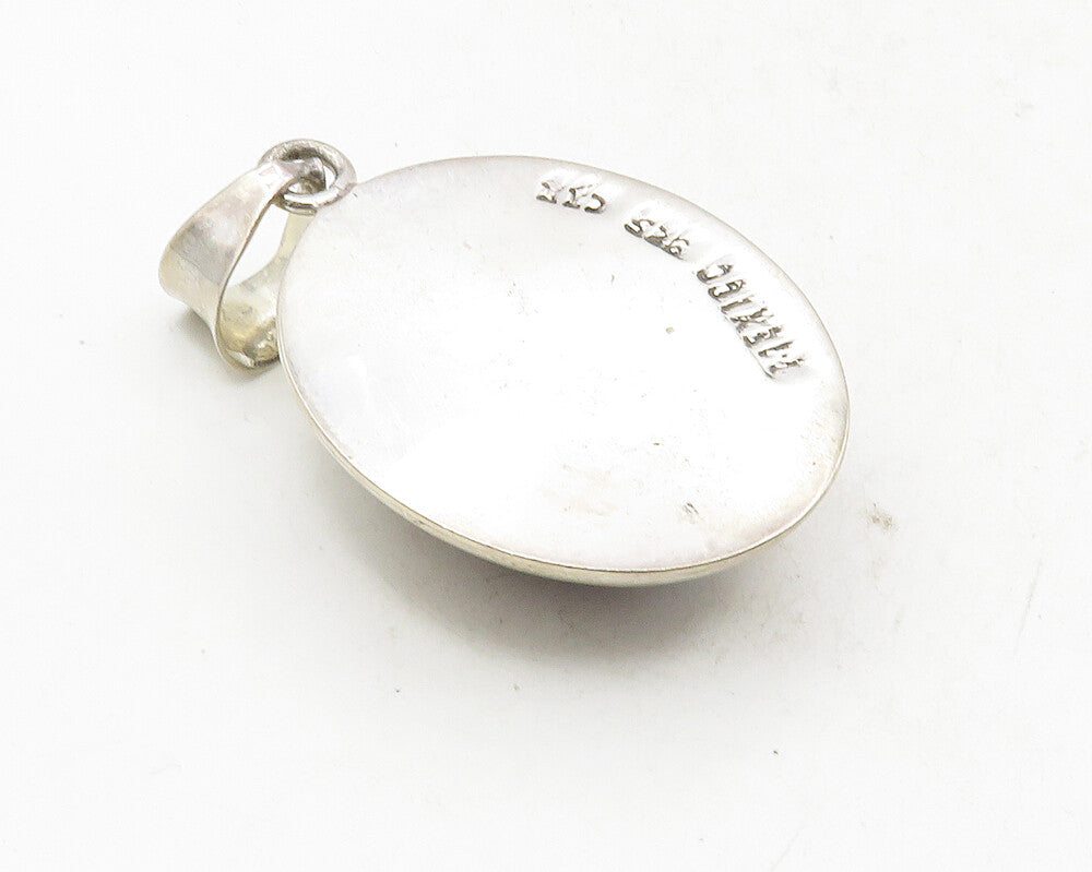 CII MEXICO 925 Sterling Silver  Vintage Cabochon Jasper Drop Pendant  PT7760