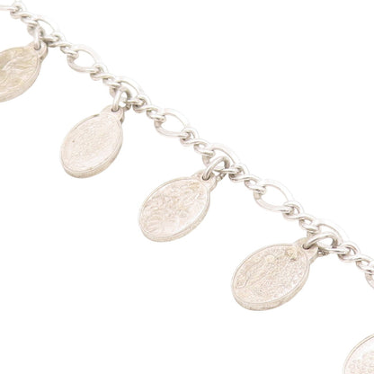 925 Sterling Silver Vintage Bracelet Seven Flowers of Love Oval Charm  BT11711