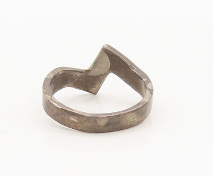 925 Silver Vintage Ring Southwestern Design Inlay Crushed Turquoise Sz 6 RG27551