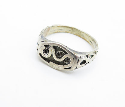 925 Sterling Silver  Vintage Antique Oxidized Swirl Band Ring Sz 7  RG6596