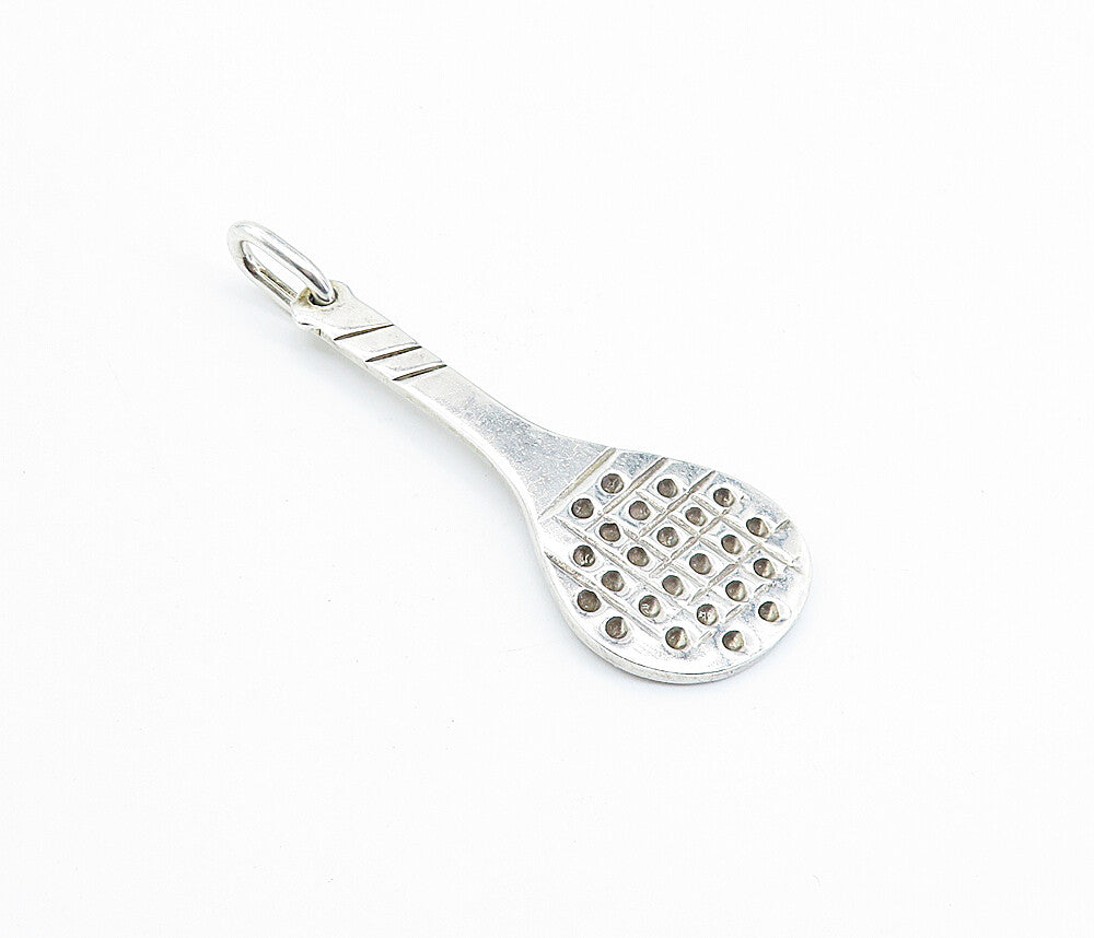 MEXICO 925 Sterling Silver  Vintage Shiny Tennis Racket Sports Pendant  PT4887