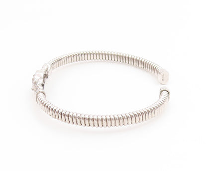 925 Sterling Silver Vintage Bracelet Elegant CZ Crossover Swirl Cuff  BT11887