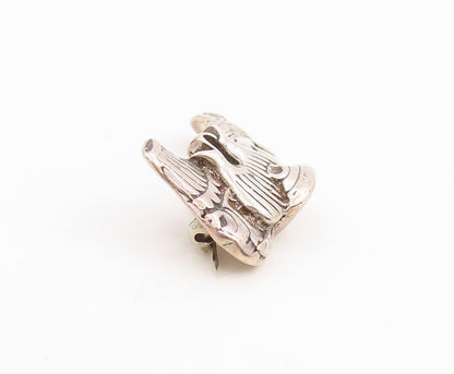 925 Sterling Silver Vintage Brooch Etched Pottery Set Cut Out Design  BP12042