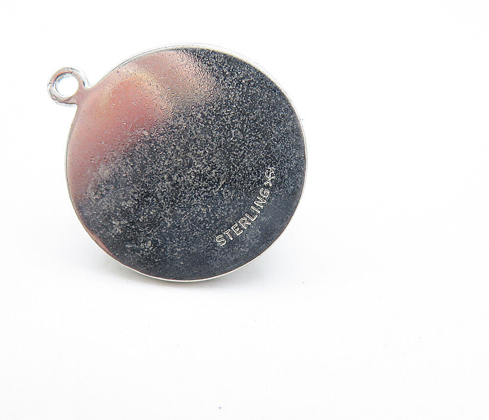 925 Sterling Silver  Vintage Petite Trolley Car Motif Pendant (TURNS)  PT4767